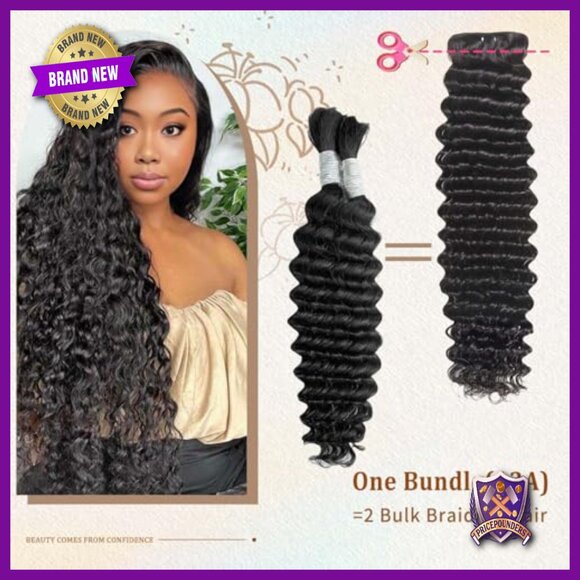 3 Bundles Deep Wave Brazilian Virgin Human Hair Extensions 22-26 Inch